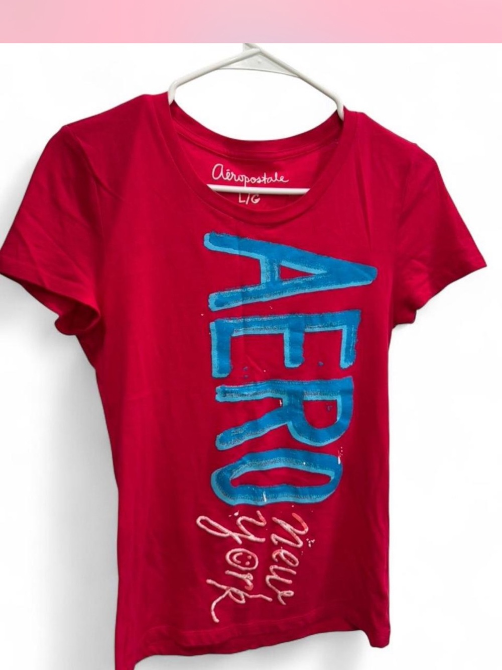 Aéropostale Red Graphic Tee with Blue Logo